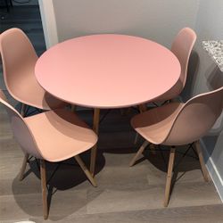 Pink Table and Pink Chairs 