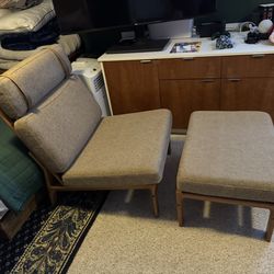 Mid Century Style Lounge Chair Ottoman Set