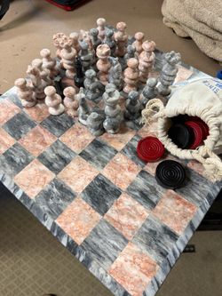 Marble Chess and Checkers Set