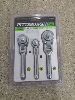 Pittsburgh Pro 3-Piece Flex Head Stubby Ratchet Set – New