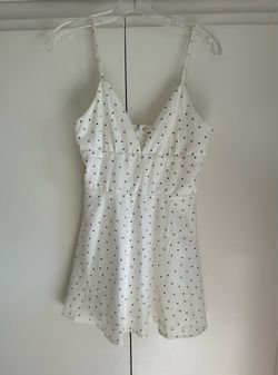 Super down white polka dot mini dress Women Size Small