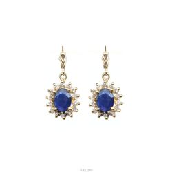 14K Gold Sapphire Diamond Signed BH Effy Earrings (Includes Jewelry Box)