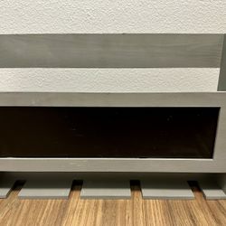 Hanging Wine Rack & Glass Holder Grey Wooden Organizer Chalkboard Front