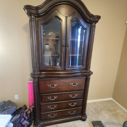 China Cabinet With Frawers N Secratary. Solid Wood Mint Condition. $225