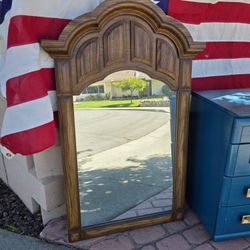 Vintage Large Solid Wood Mirror 