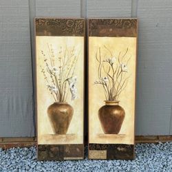 Pair Of Flowers In Vases Framed Print Wall Art Home Decor Accent Made In Canada
