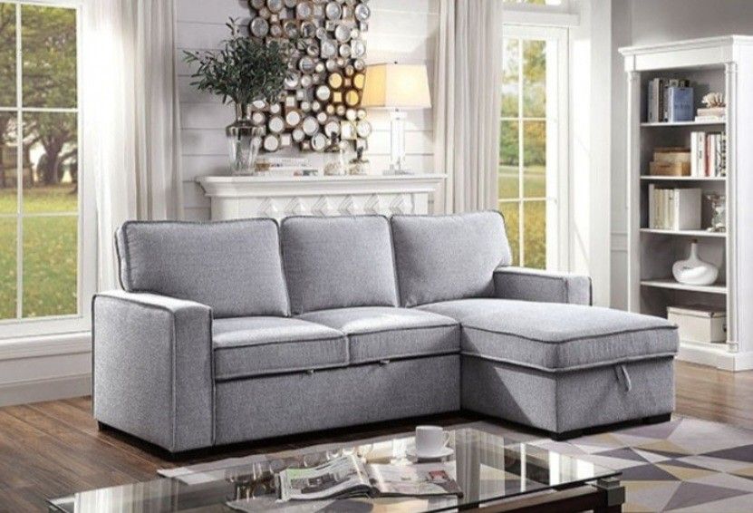 Brand New Light Grey Sectional Storage Sofa Sleeper