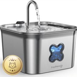 Cat Water Fountain, 304 Stainless Steel - 95oz/2.8L Faucet-Style Pet Drinking Fountain 