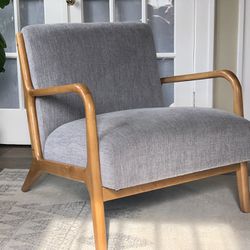 Mid- Century Modern Elm Wood Accent Chair 