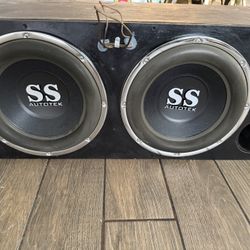 Old school Car Subwoofers 2 12 inch Autotek Super Sport Series SS 500w Max Peak Power Single Voice Coil 4 Ohm with Vented ported Box