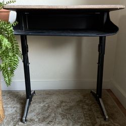 Cool Vintage Metal & Wood School Desk - Industrial Style Side Table - Kids Desk