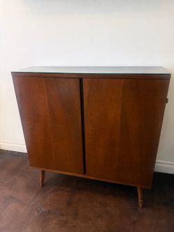 Mid Century Teak Danish Vintage Bar Cabinet Credenza