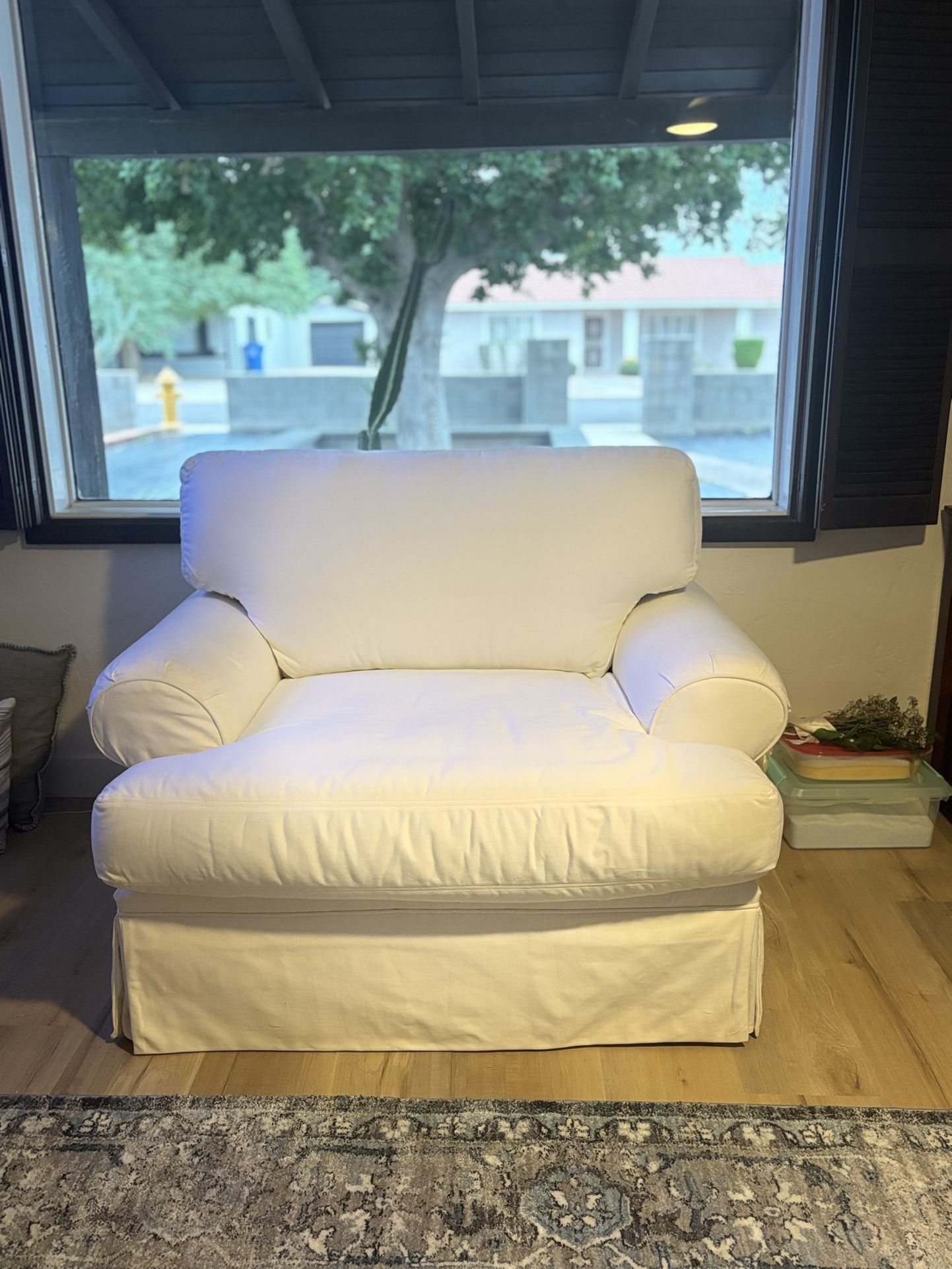 Oversized  White Plush Chair
