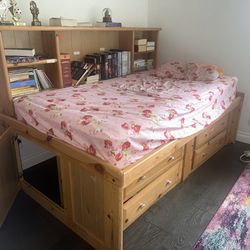 Twin bed with storage and  book shelf