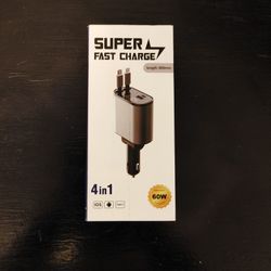 Retractable Car Charger Fast Charging - 66W 4-in-1 USB C Car Phone Charger Cigarette Lighter Adapter Car Charger Compatible with iPhone 15 14 13 12 Pr