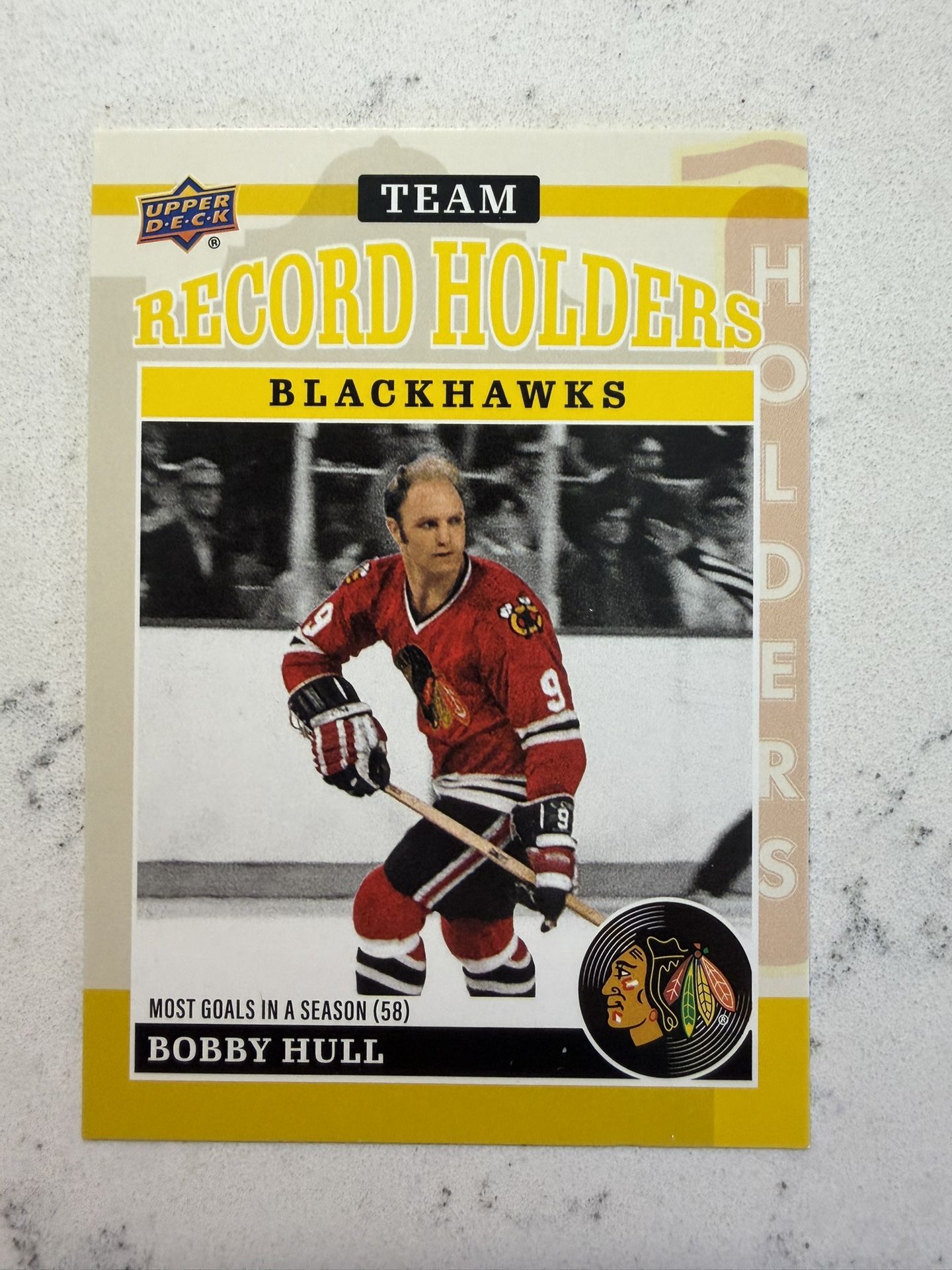 2025-26 UD Chicago Blackhawks Centennial #196 Bobby Hull Record Holders Yellow