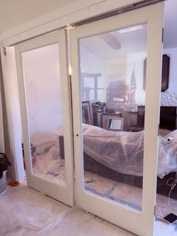 White French Sliding Glass Doors Set