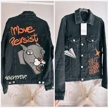 Black Jean jacket from Zara Graffiti print