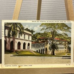 1933 Ancon Hospital Panama Canal Zone vintage postcard Washington stamp