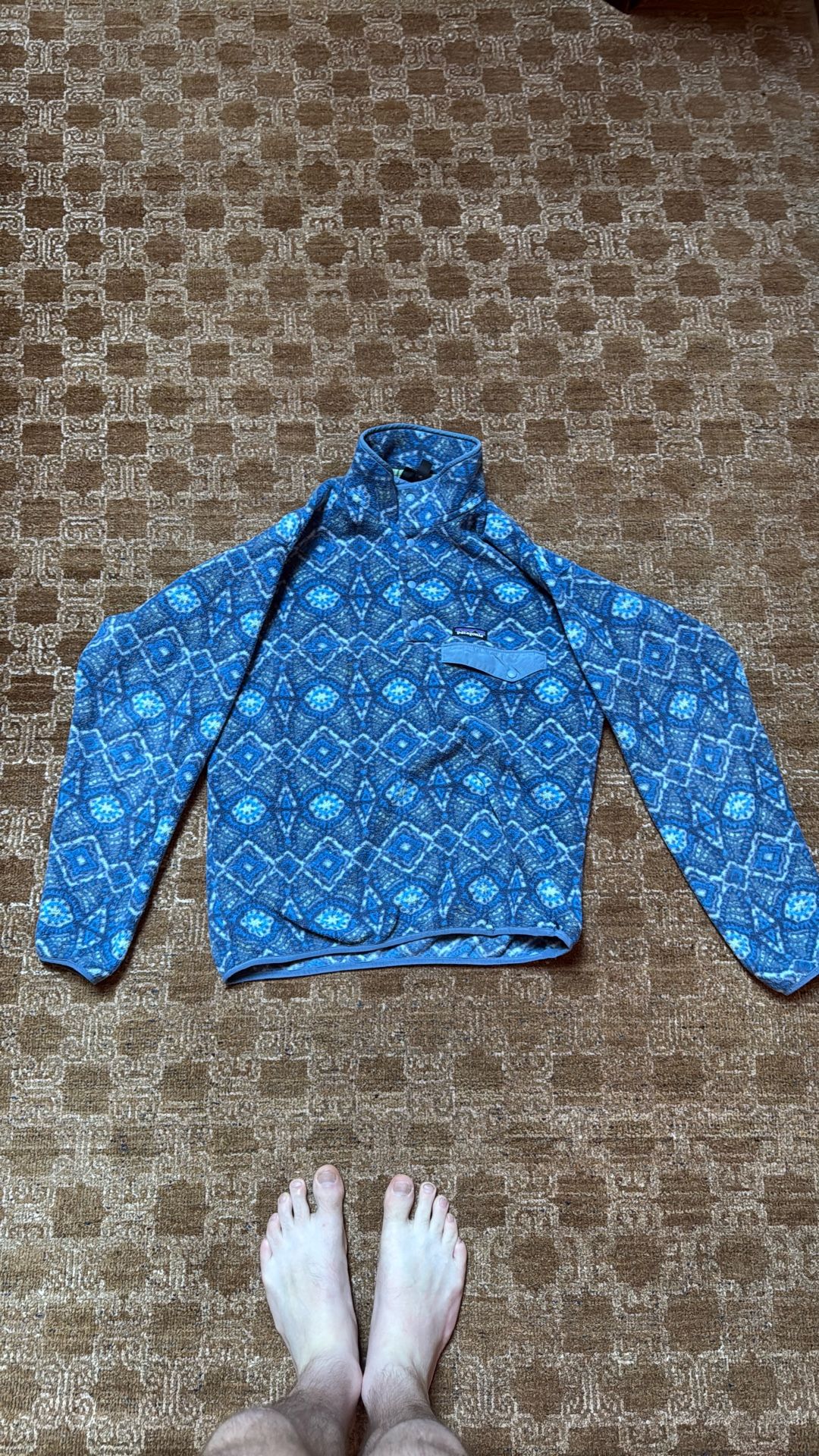 Light Blue Patterned Quarter Button Patagonia Pullover