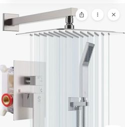 SR SUN RISE Brushed Nickel Brass Bathroom Luxury Rain Shower System 10 Inches