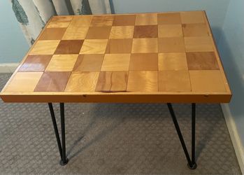 Wood Side Table with Hairpin Legs