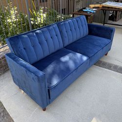 Velveteen futon sofa