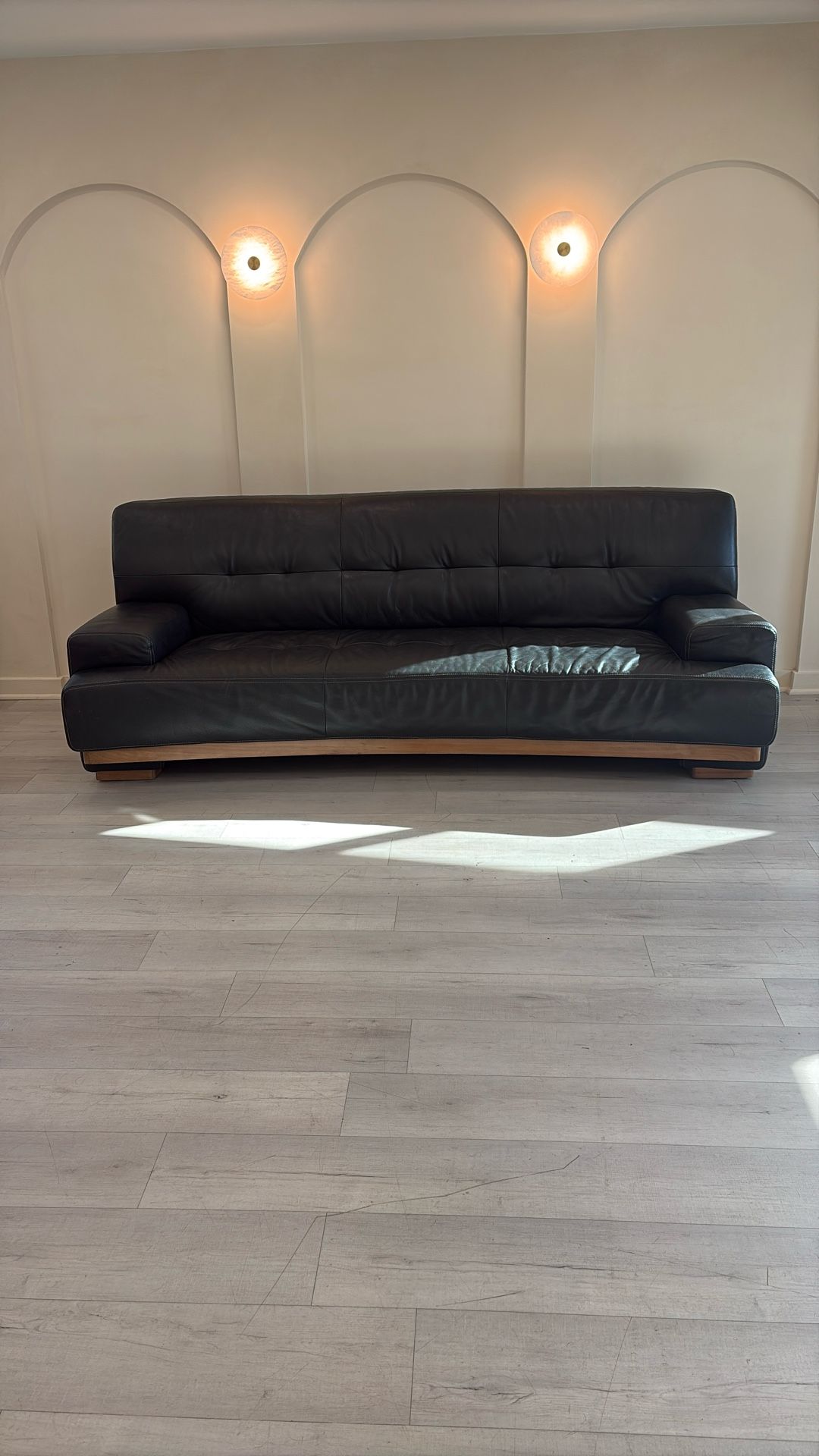 Black Leather Sofá Vintage W. Schillig