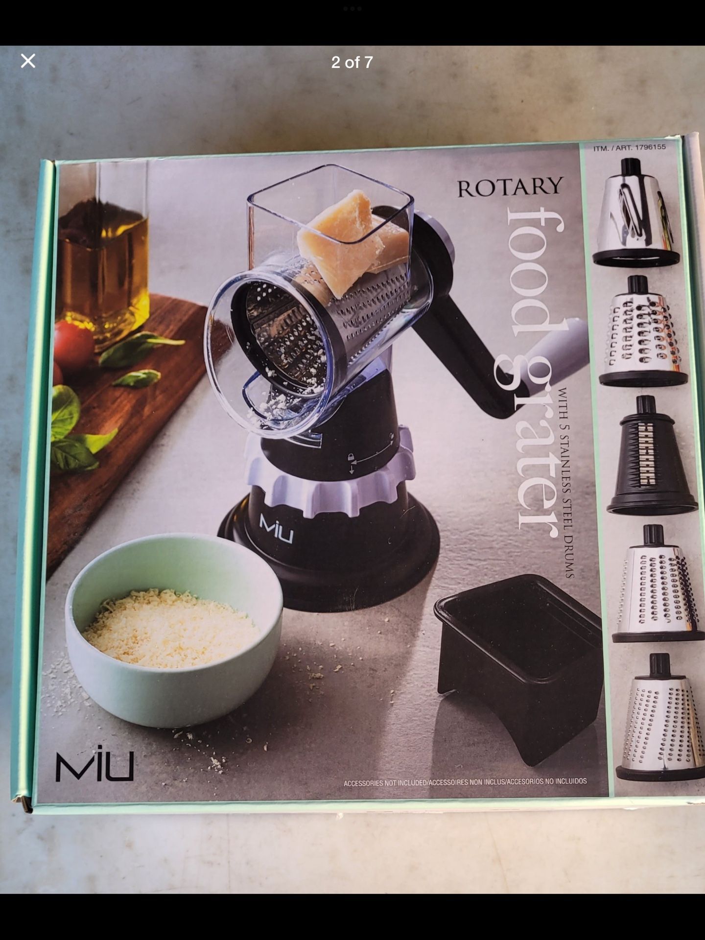 Miu Rotary Food Grater with Stainless Steel Drums