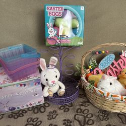 Easter Baskets Assortment, 4 Baskets In All One Sign One Hair Set Bunny Ears