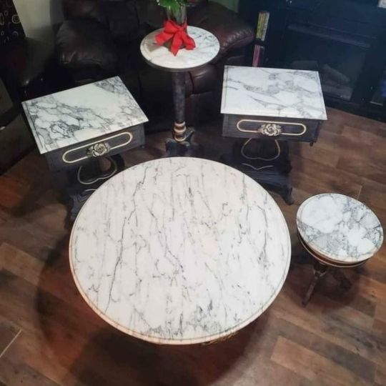 Marble/Mahegany  Coffee Table & Side Tables