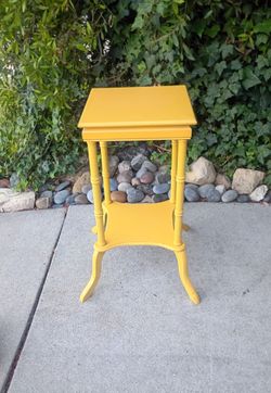 Vintage Side Table Solid Wood Yellow Great Condition 14 1/2" W X 14 1/2" D X 32" T