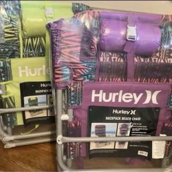 Hurley Backpack Beach Chair with Zipper Storage, Headrest & Cup Holder - NEW!