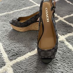 Coach Black Wedge Sandal Size 7.5 