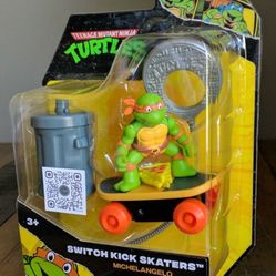 NEW ✹ Michelangelo NINJA TURTLES TMNT Switch Kick Skater ✹ Action Figure Toy