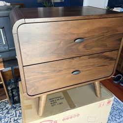 New Mid Century Nightstand.  Pine Wood / Walnut Finish.  25”x15”Dx26”H.  Free Delivery!