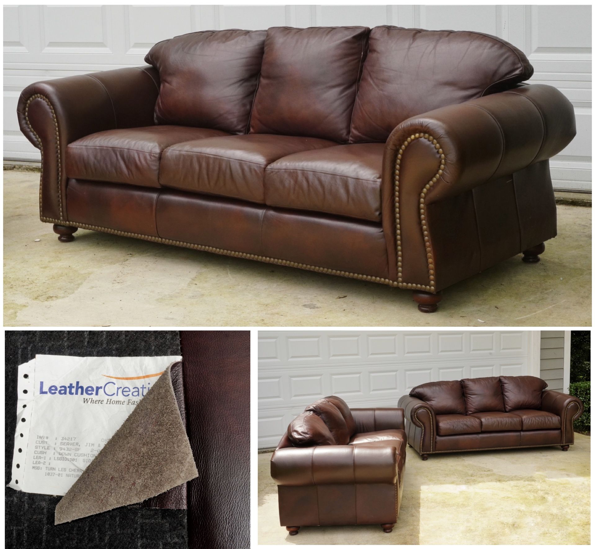 2-Piece Leather Creations Sofa Set – Genuine Burgundy Leather