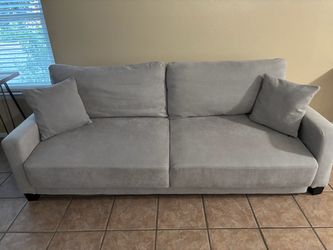Queen Light Grey Convertible Futon Sleeper Sofa From Living Space 90”L 30”H 40”D Like new