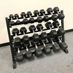 Brand New 5-50 LBS Rubber Hex Dumbbell Set for Home Gym Strength Training Fitness Center Equipment
