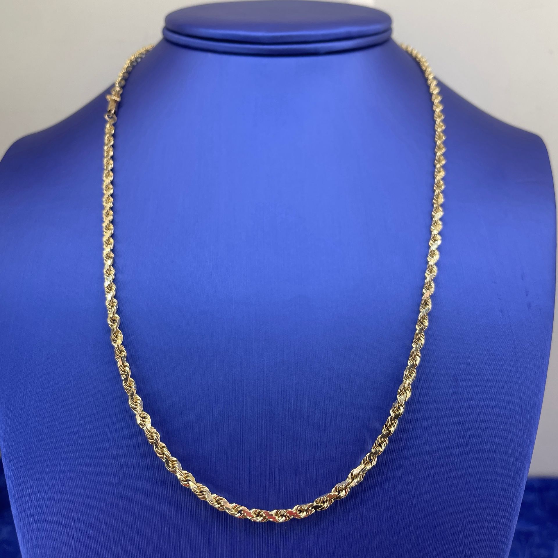14Kt Yellow Gold 20” Solid Rope Necklace 16.30g 3.1mm I-1792