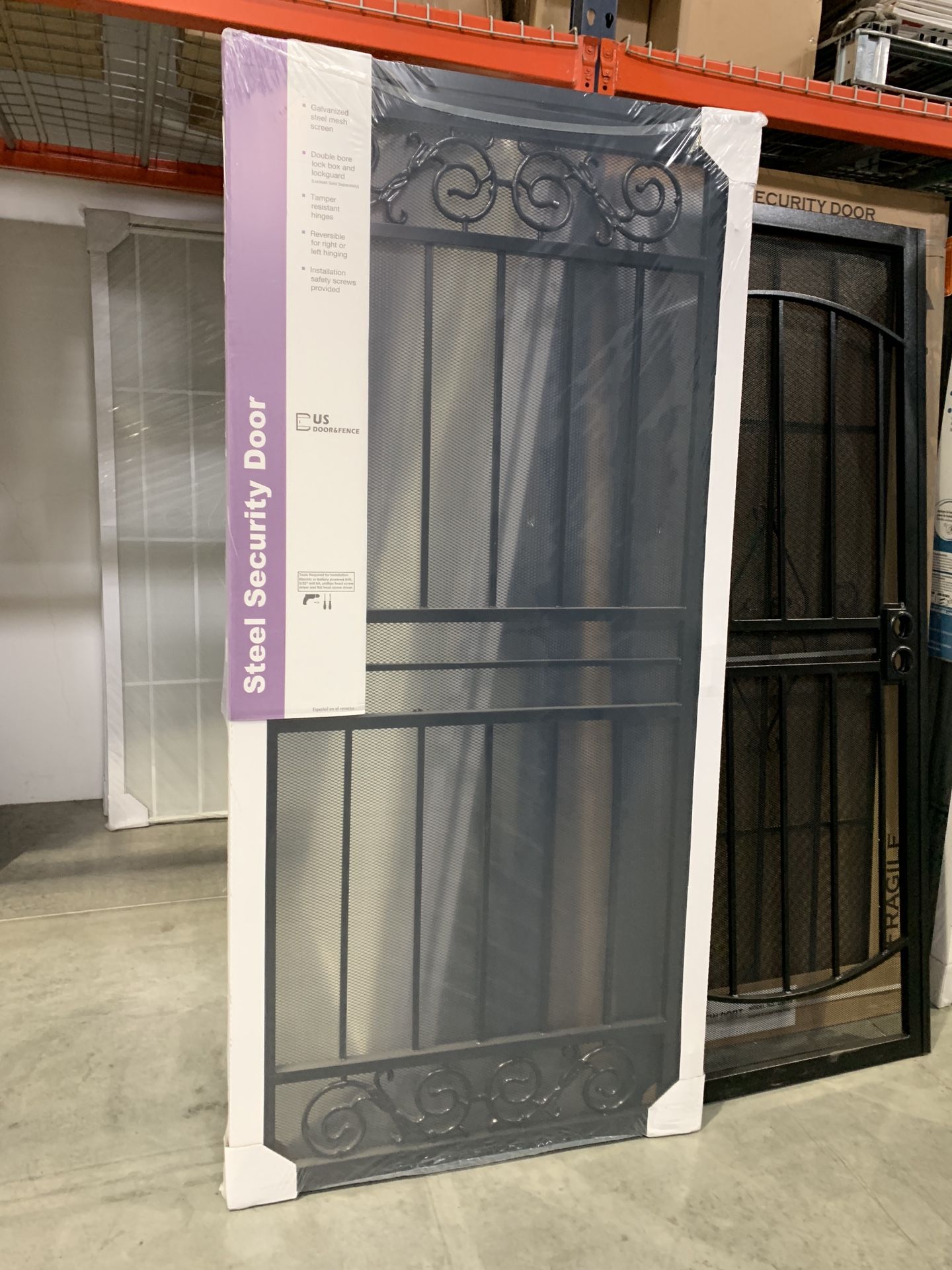 Heavy duty steel security screen door 36” x 80”