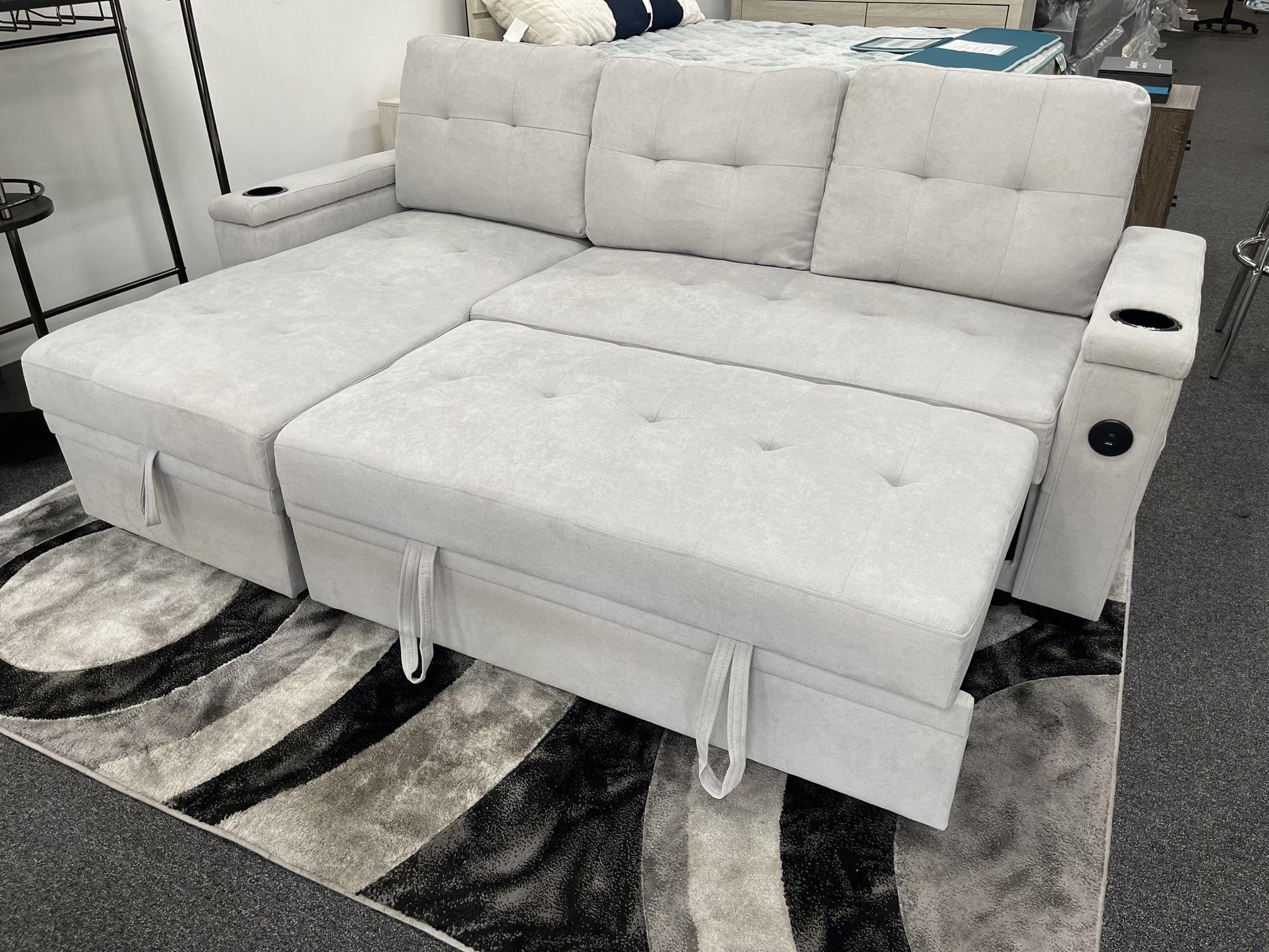 SECTIONAL PULL-OUT BED LIGHT GRAY 🔥