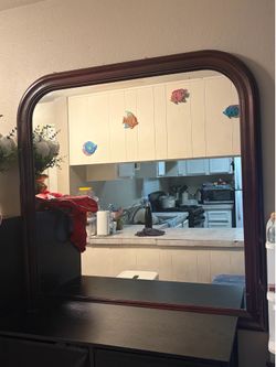 Large dark wood mirror