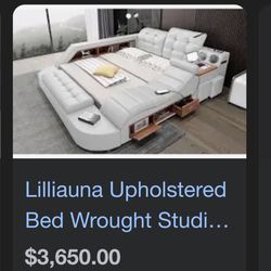 AWESOME. FUTURISTIC MASSAGE CHAIR LAMP BLUETOOTH & STORAGE! WHITE ITALIAN LEATHER!!