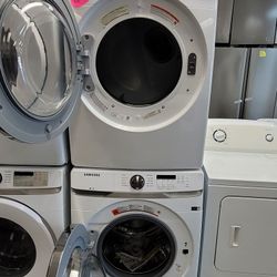 Samsung Front Loading Washer And Stackable Gas Dryer Set 