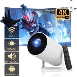 Mini Projector with WiFi and Bluetooth, 4K 1080P Support Smart Portable Projector Auto Keystone 180°Adjustable Stand Outdoor Home Theater 150" Project
