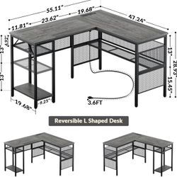 Unikito L Shaped Computer Desk with USB Charging Port