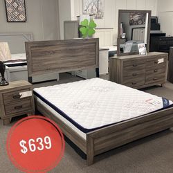 🍀4-piece includes bed, dresser, mirror, and nightstand./ Come And Test İt/Millie Queen Size Bedroom Set