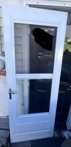29" Wide 79” to 81” Tall  White Storm Door with Sliding Window and Screen