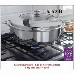 Princess House Cacerola. De 14 Qts Vida Sana 5 Ply Nueva En Su Caja 